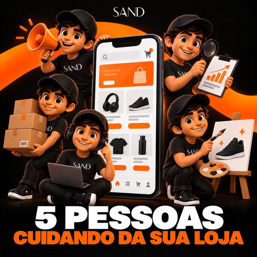 Mascotes SAND cuidando de cada parte da loja